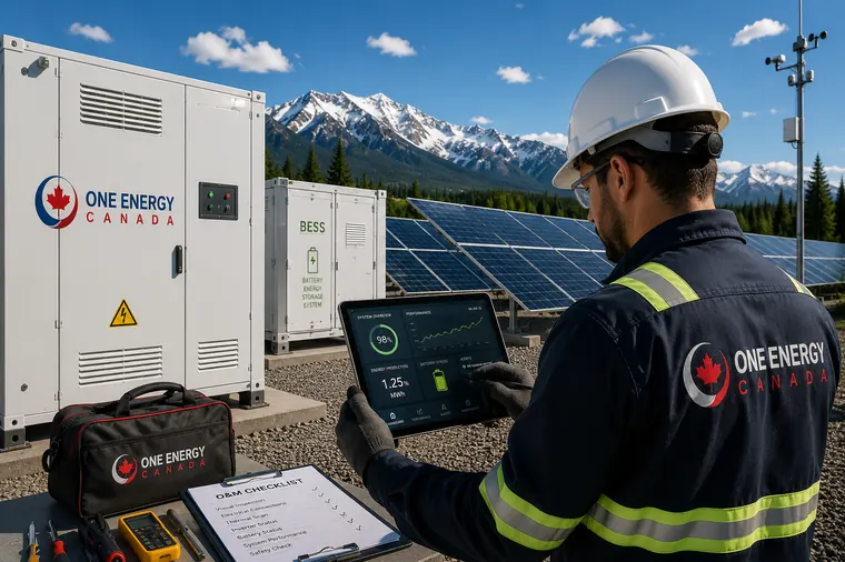 Technician performing diagnostics on a battery storage system